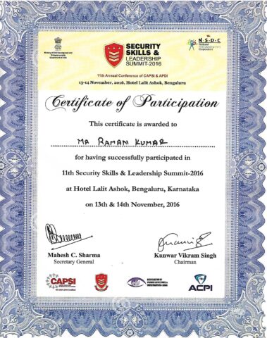 APDI Participation Certificate of best detective in kolkata -Aryaman Detective Services